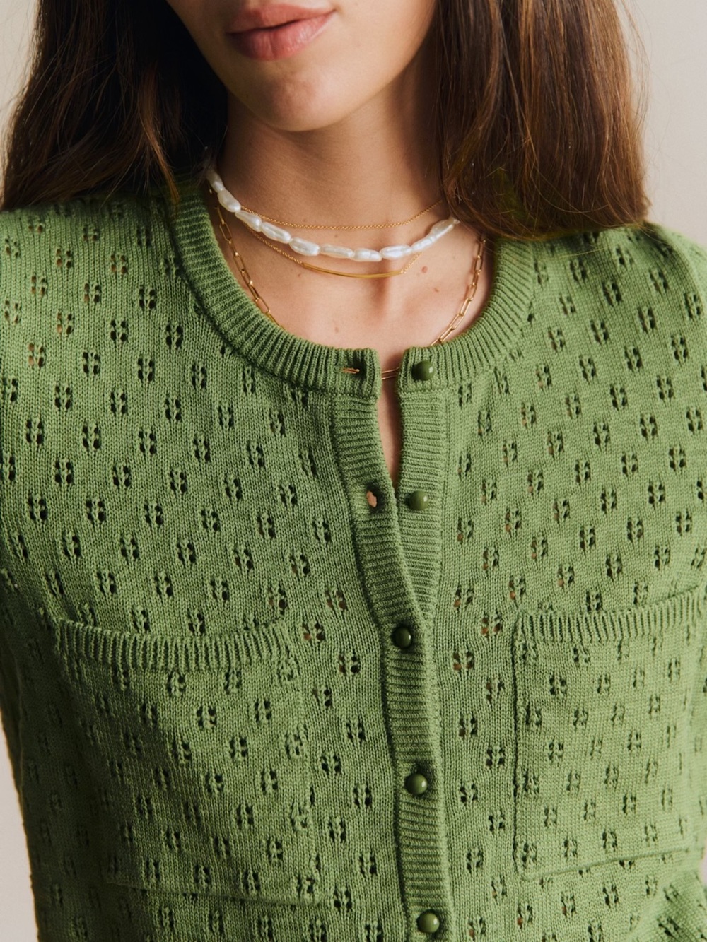 Sezane Nans Cardigan Green - Size S - Picture 3 of 8